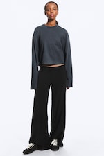 Black - Low Flared Suit Trousers - 0