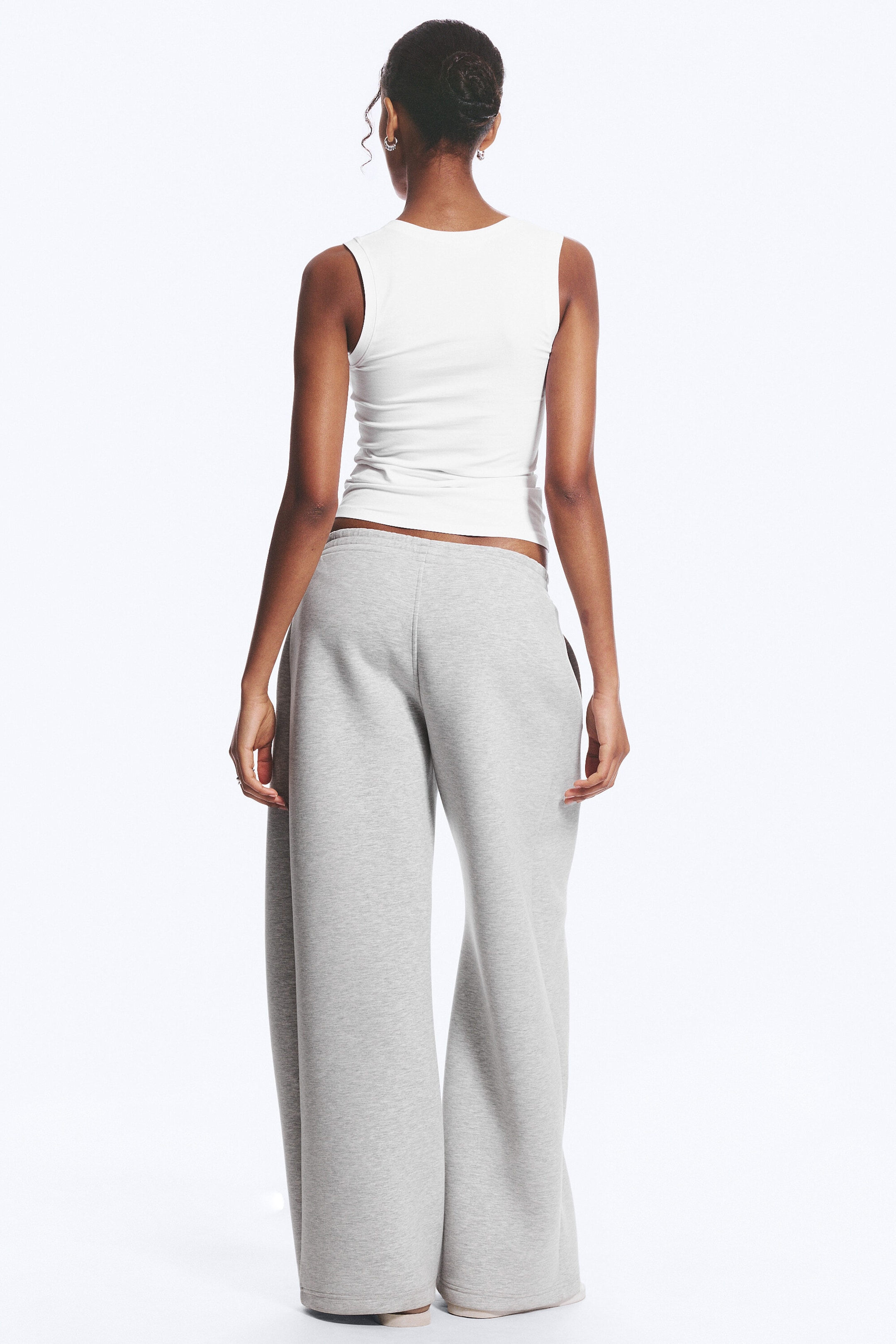Grey Melange - Relaxed Barrel Leg Scuba Sweatpants - 3