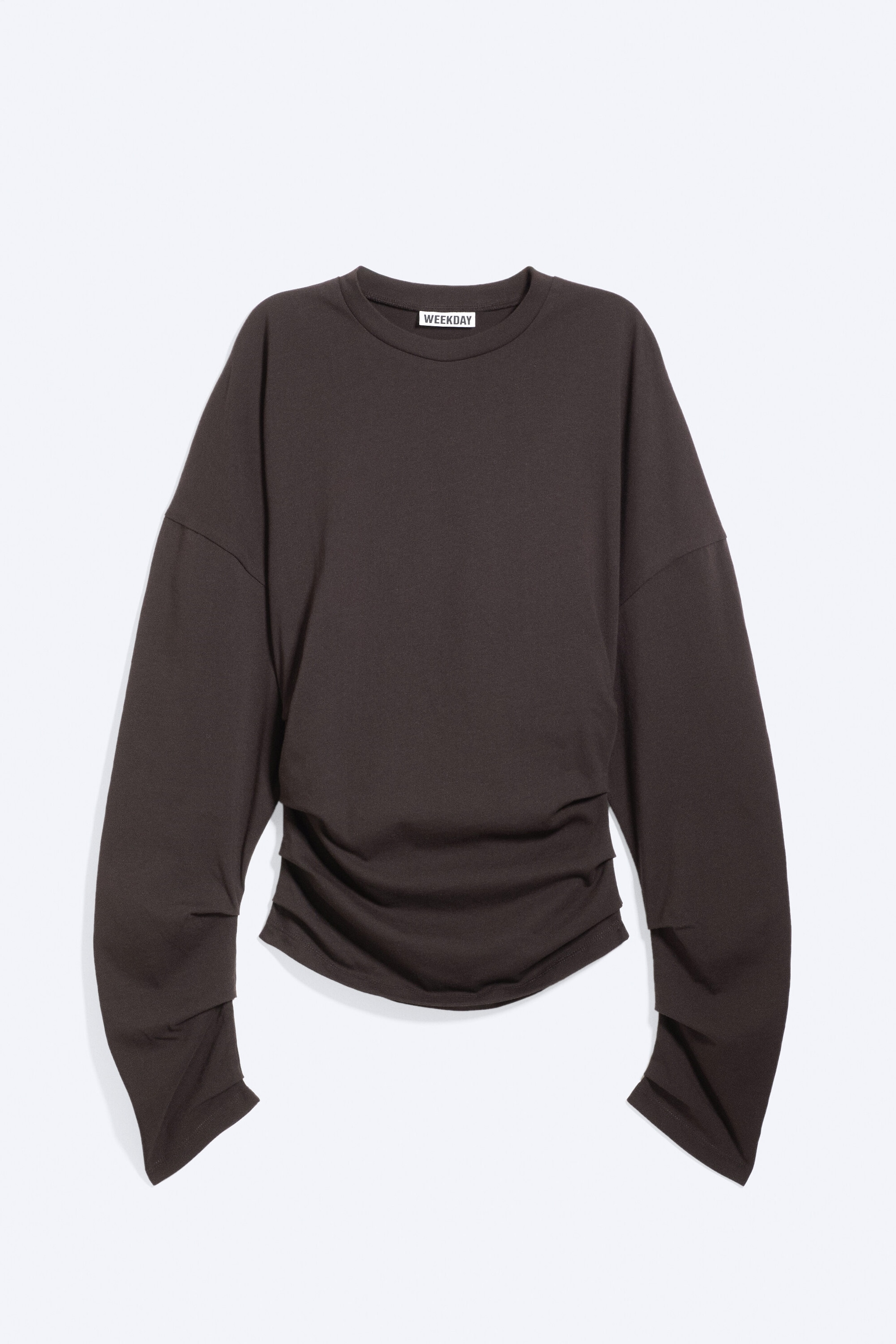 Donkerbruin - Geplooide top met lange mouwen - 0