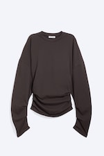 Donkerbruin - Geplooide top met lange mouwen - 0