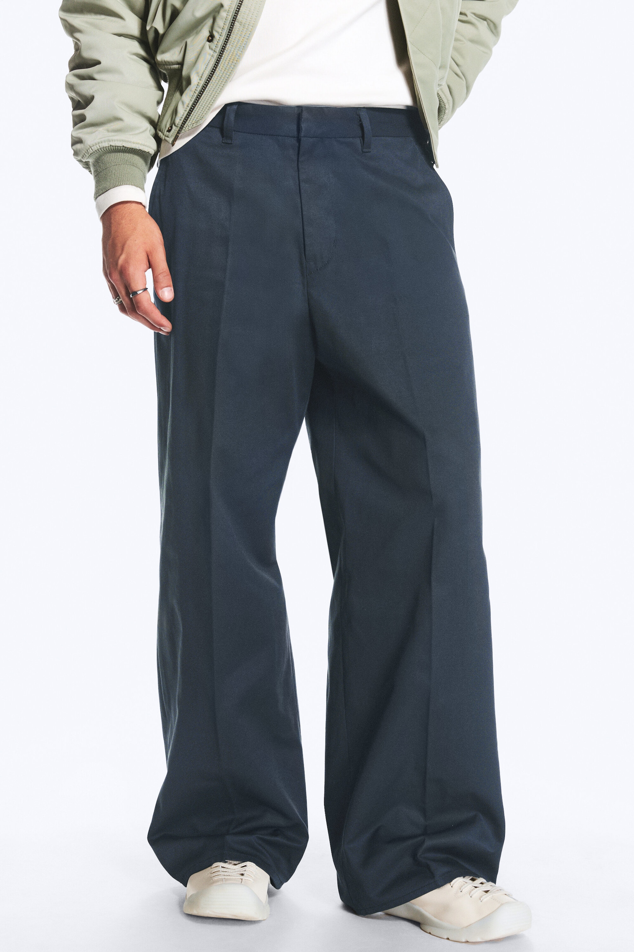 Dark Blue - Emil Loose Fit Chino Trousers - 2