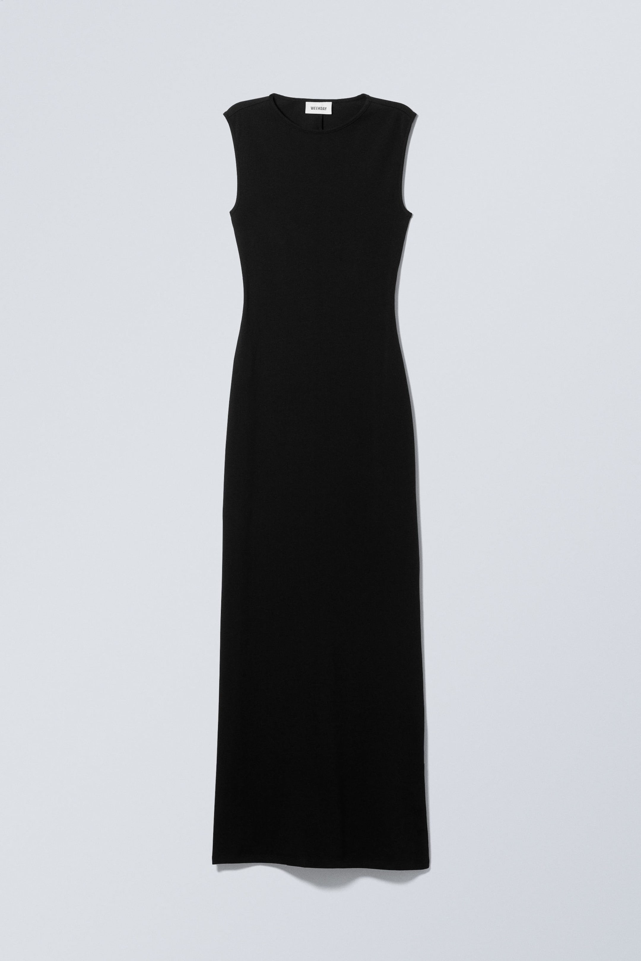 Schwarz - Ärmelloses Maxikleid mit Schlitz - 1