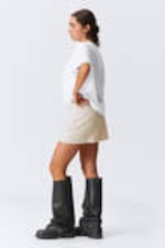 Ecru - Mini Linen Blend Skirt - 2