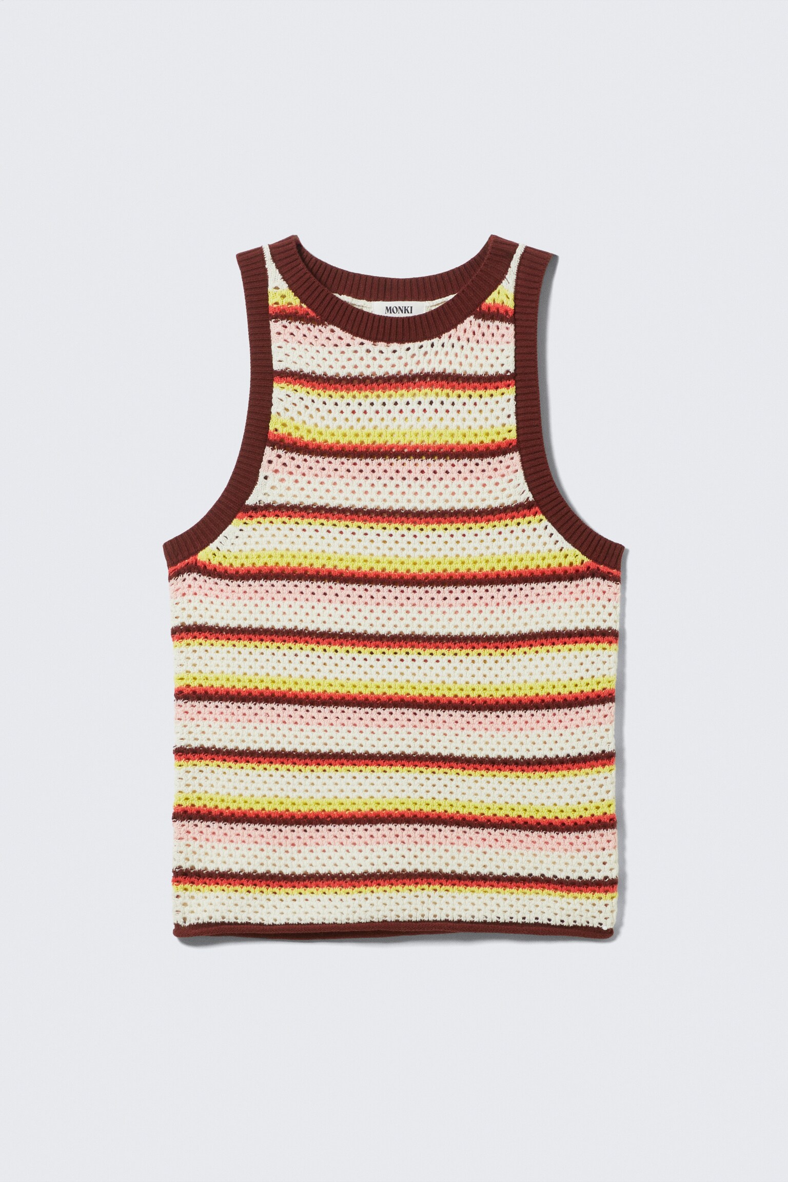 Open-Knit Cotton Tank Top - Multi Stripe/Orange Tie-Dye - 2