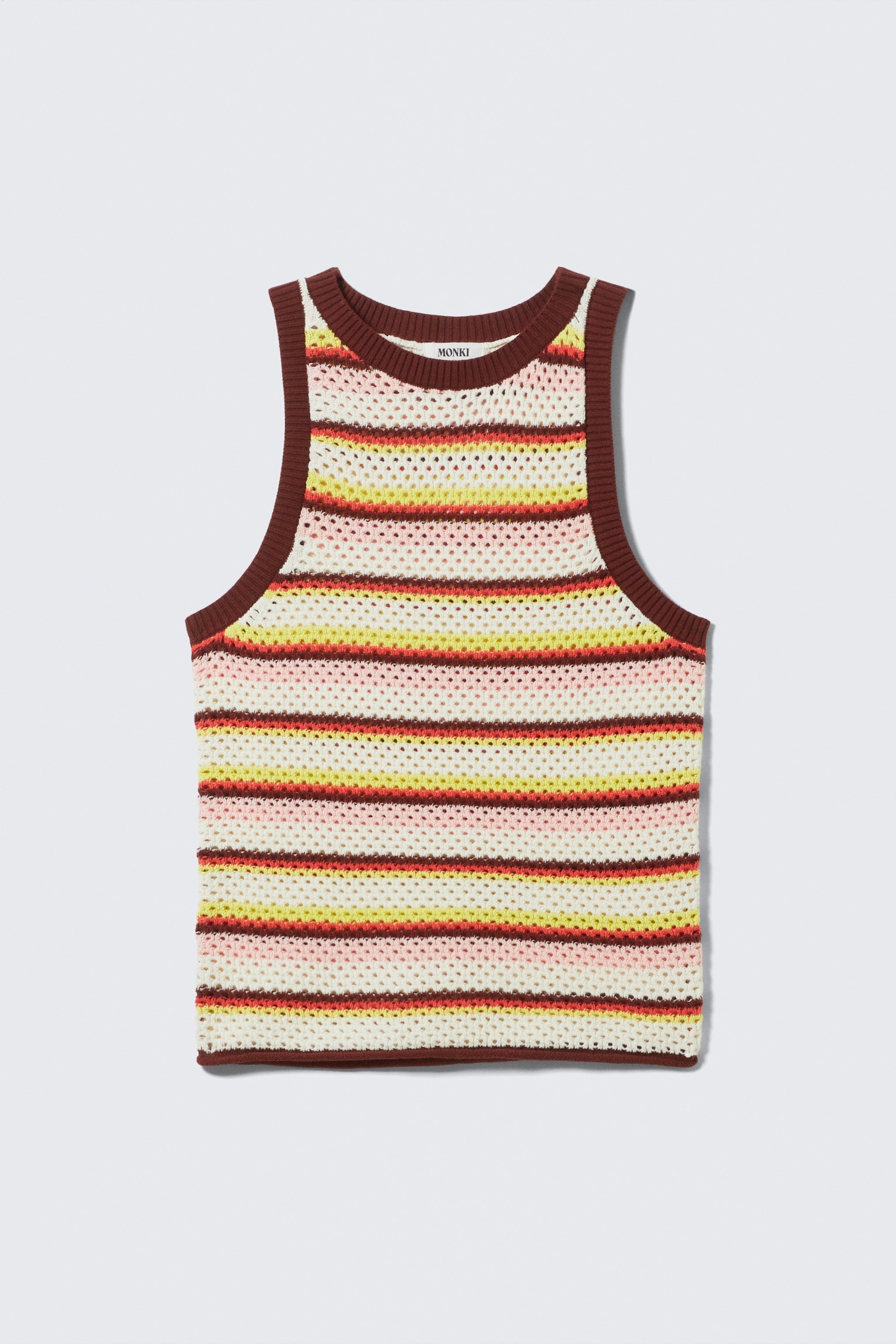 Open-Knit Cotton Tank Top - Multi Stripe/Orange Tie-Dye - 2