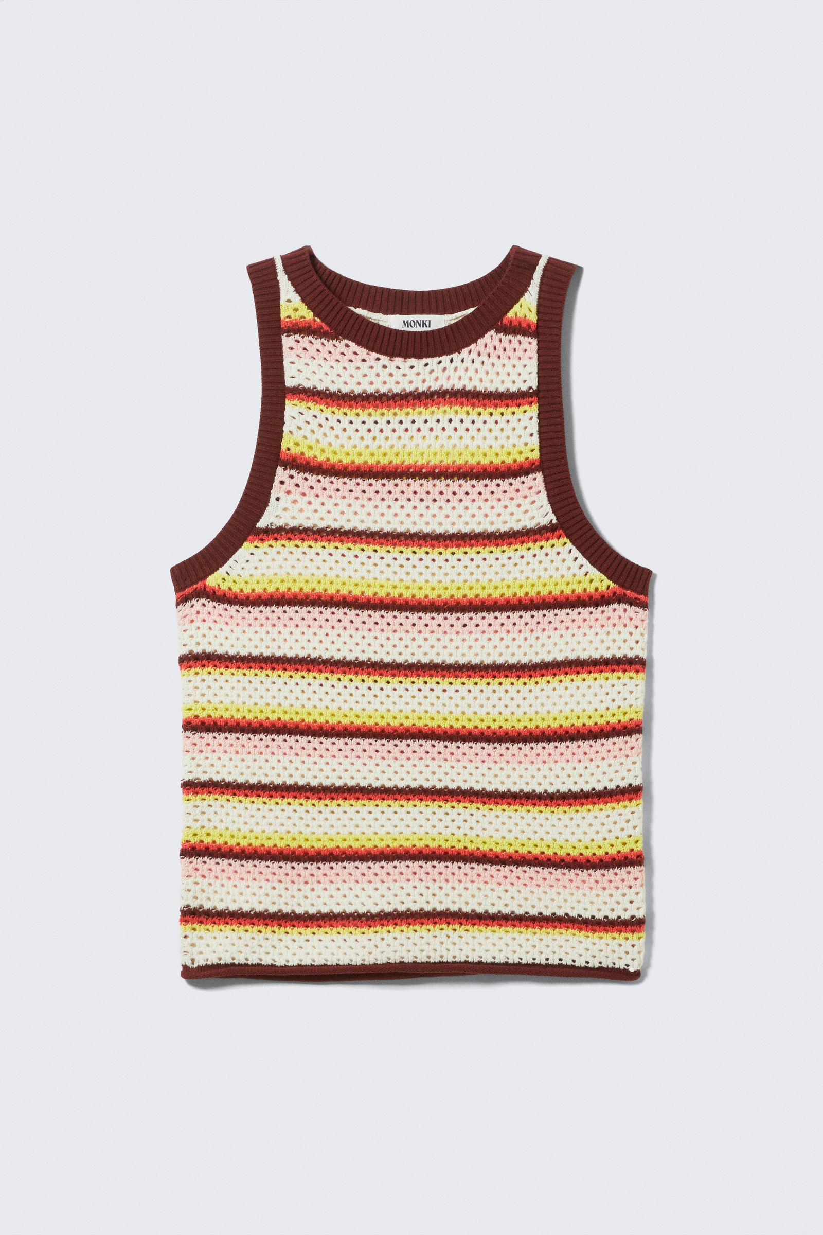 open-knit cotton tank top - Multi Stripe | Monki WW