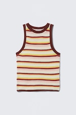 Multi Stripe - Open-Knit Cotton Tank Top - 0