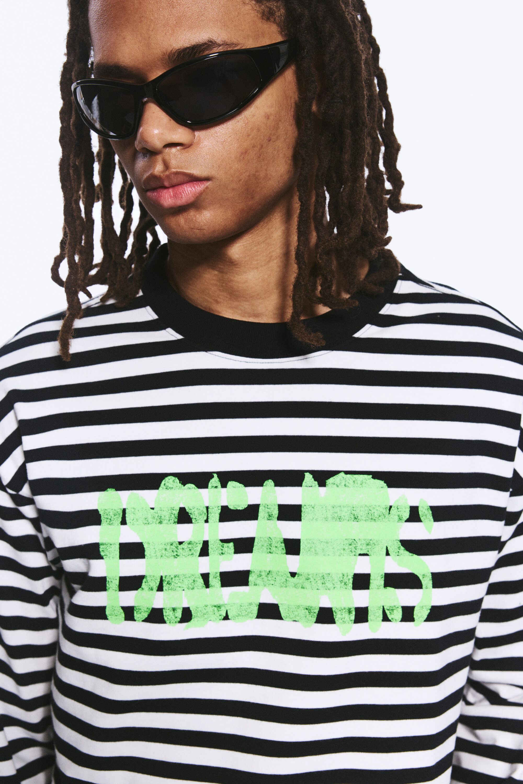 great boxy graphic long sleeve t-shirt - Black & White Stripe