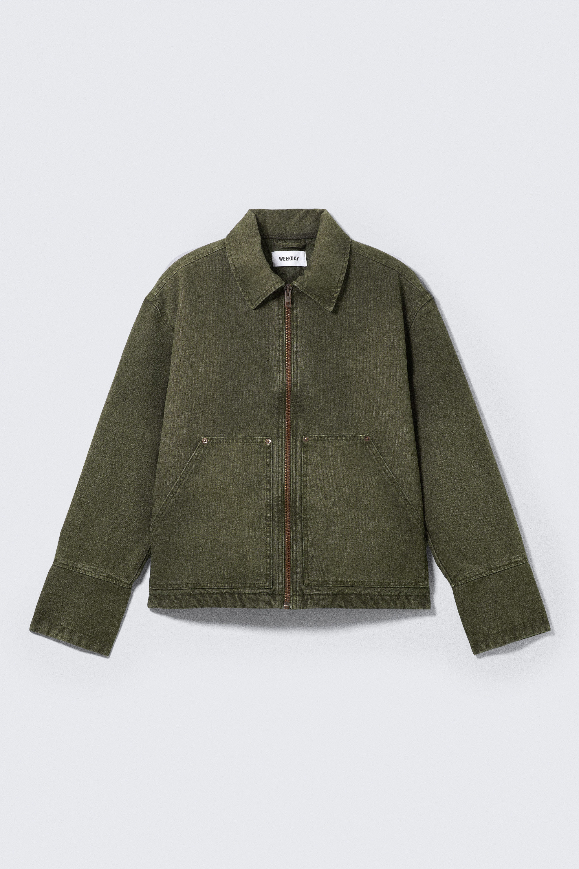 Dark Khaki Green - Relaxed Washed Utility Jacket - 4