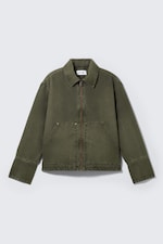 Dark Khaki Green - Relaxed Washed Utility Jacket - 4