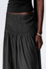Donkergrijs - Geplooide maxi-rok met halfhoge taille - 1