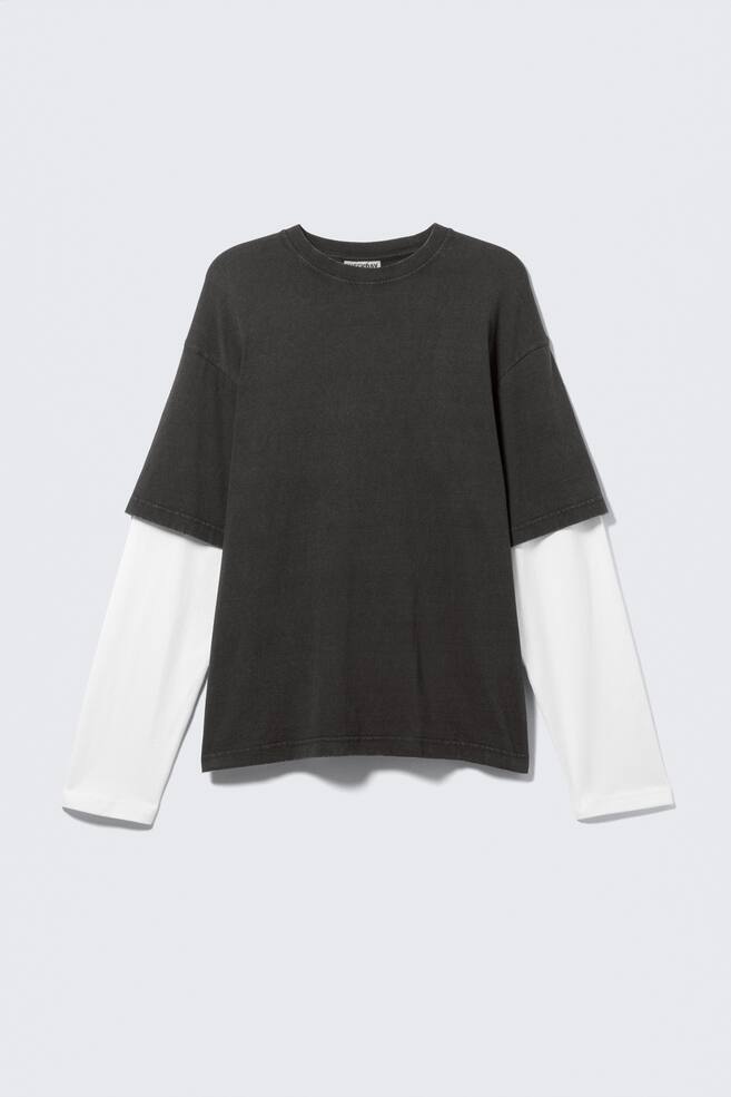 Double-Layered Cotton T-shirt - Black & White - 1