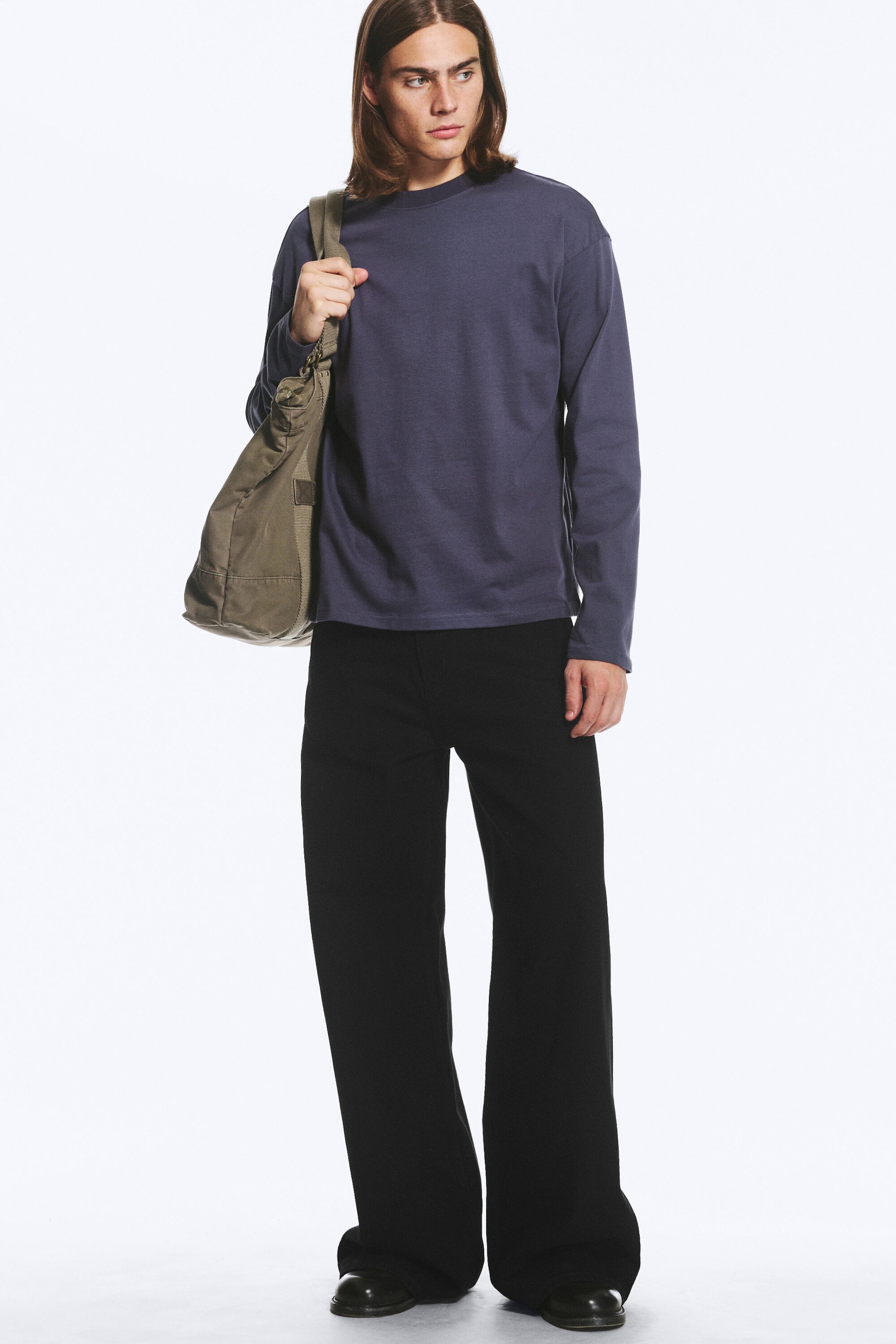 Dunkelviolett - Boxy Longsleeve mit lockerer Passform - 2