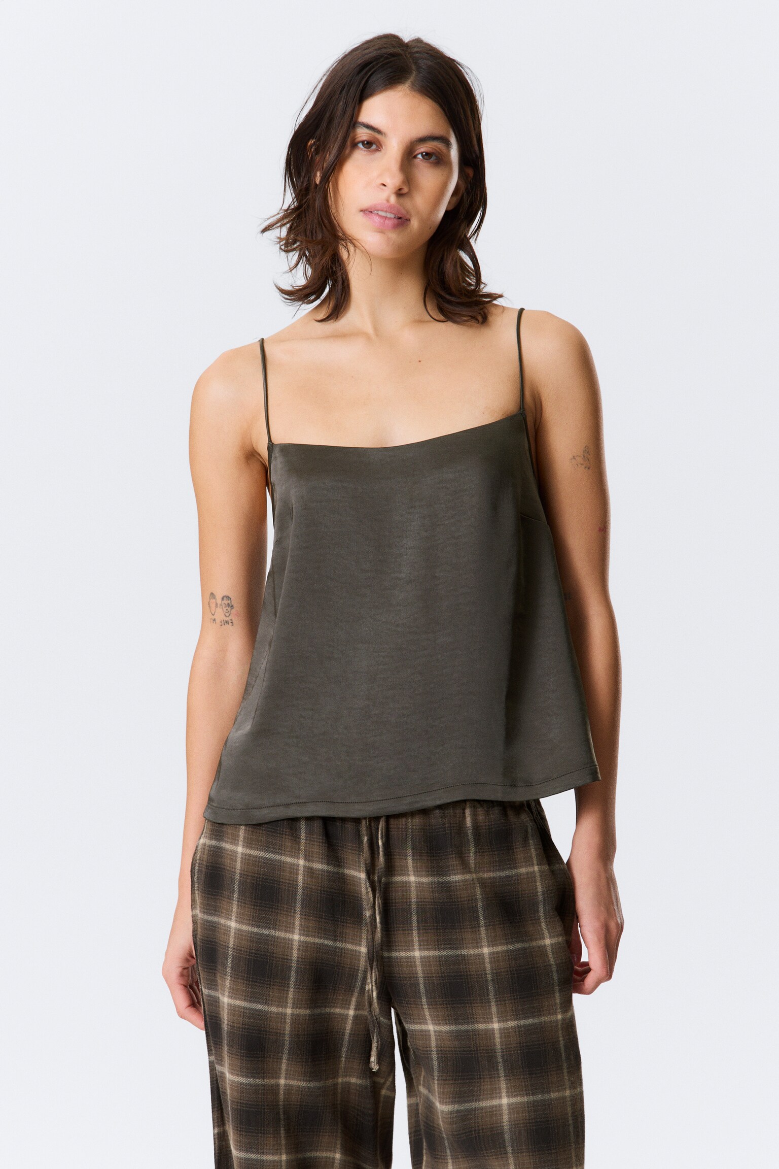 Haut de pyjama en satin délavé - Gris foncé délavé - 3