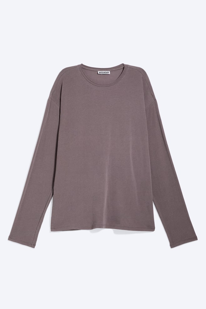 T-shirt a maniche lunghe loose - Viola lavato/Grigio scuro/Bianco - 1