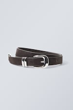 Dark Brown - Western Faux Leather Belt - 0