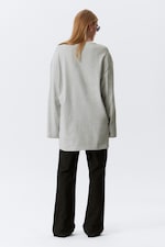 Grey Melange - Oversized Long-Sleeved T-shirt Dress - 2