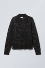 Dark Grey - Loose Graphic Knitted Sweater - 0