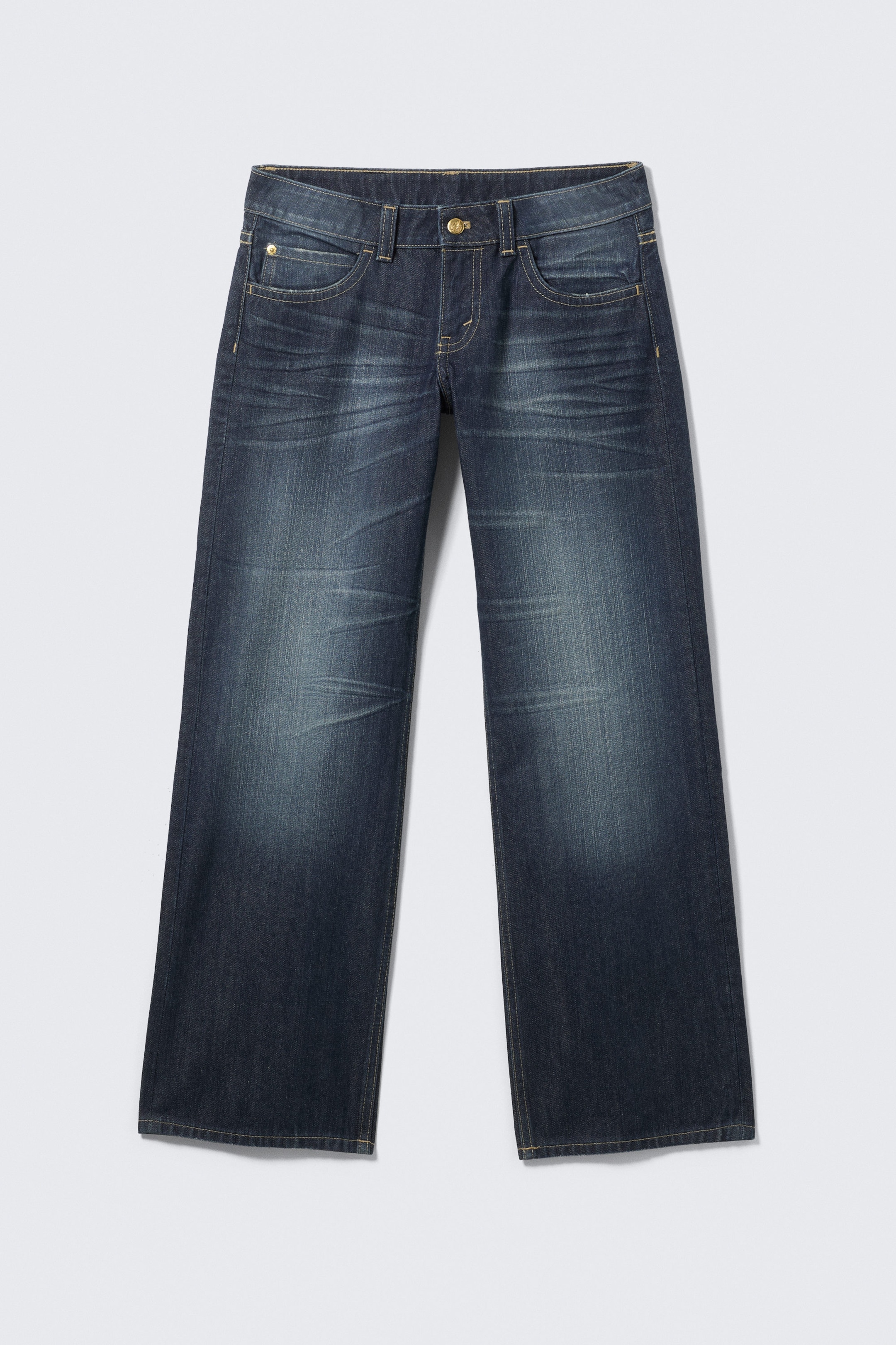 Star Blue - Dark Blue - Messy Low Rise Regular Straight Jeans - 0