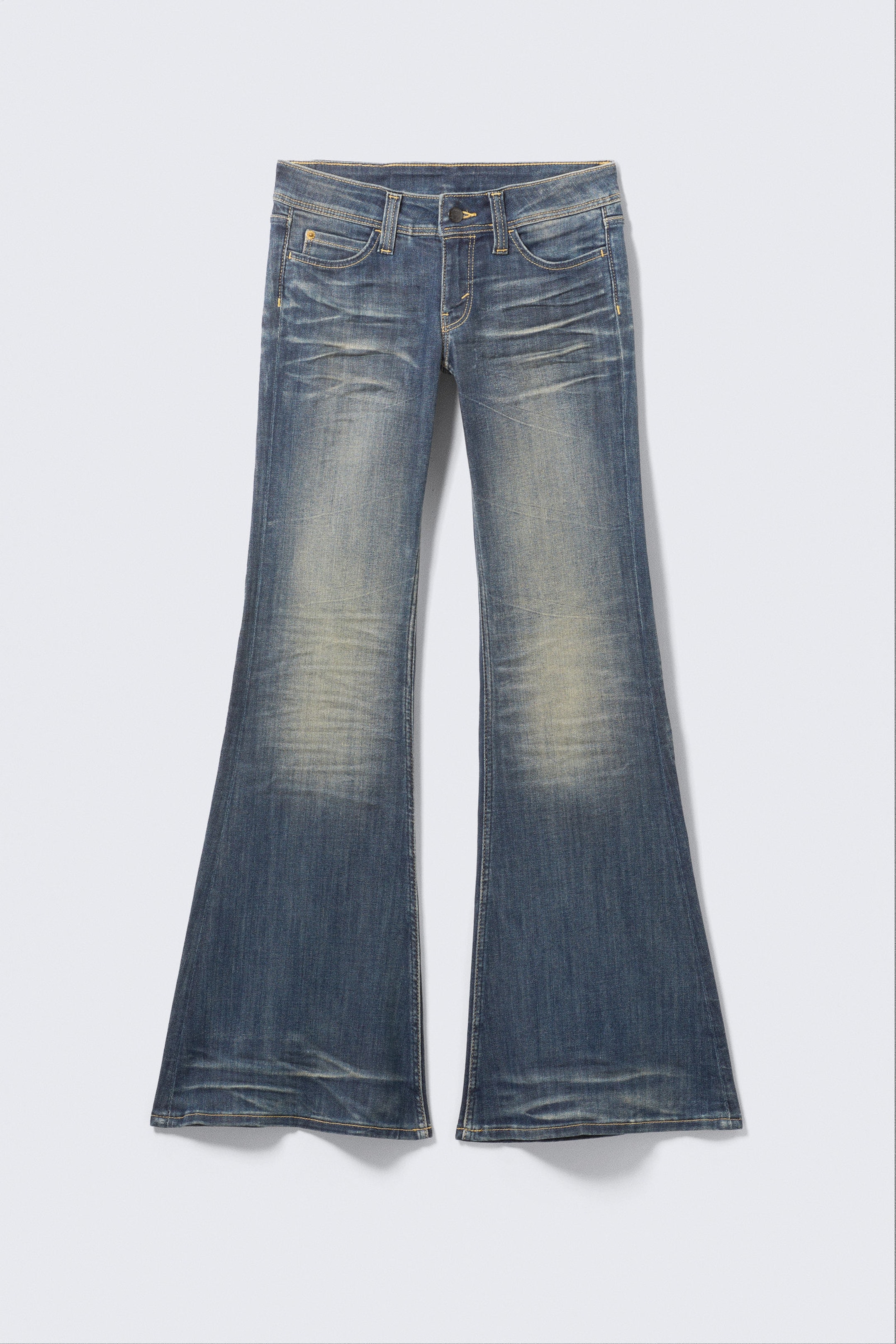Steel Blue - Mellanblå - Flare Low Waist Flared Skinny Jeans - 4