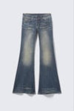 Steel Blue - Mellanblå - Flare Low Waist Flared Skinny Jeans - 4