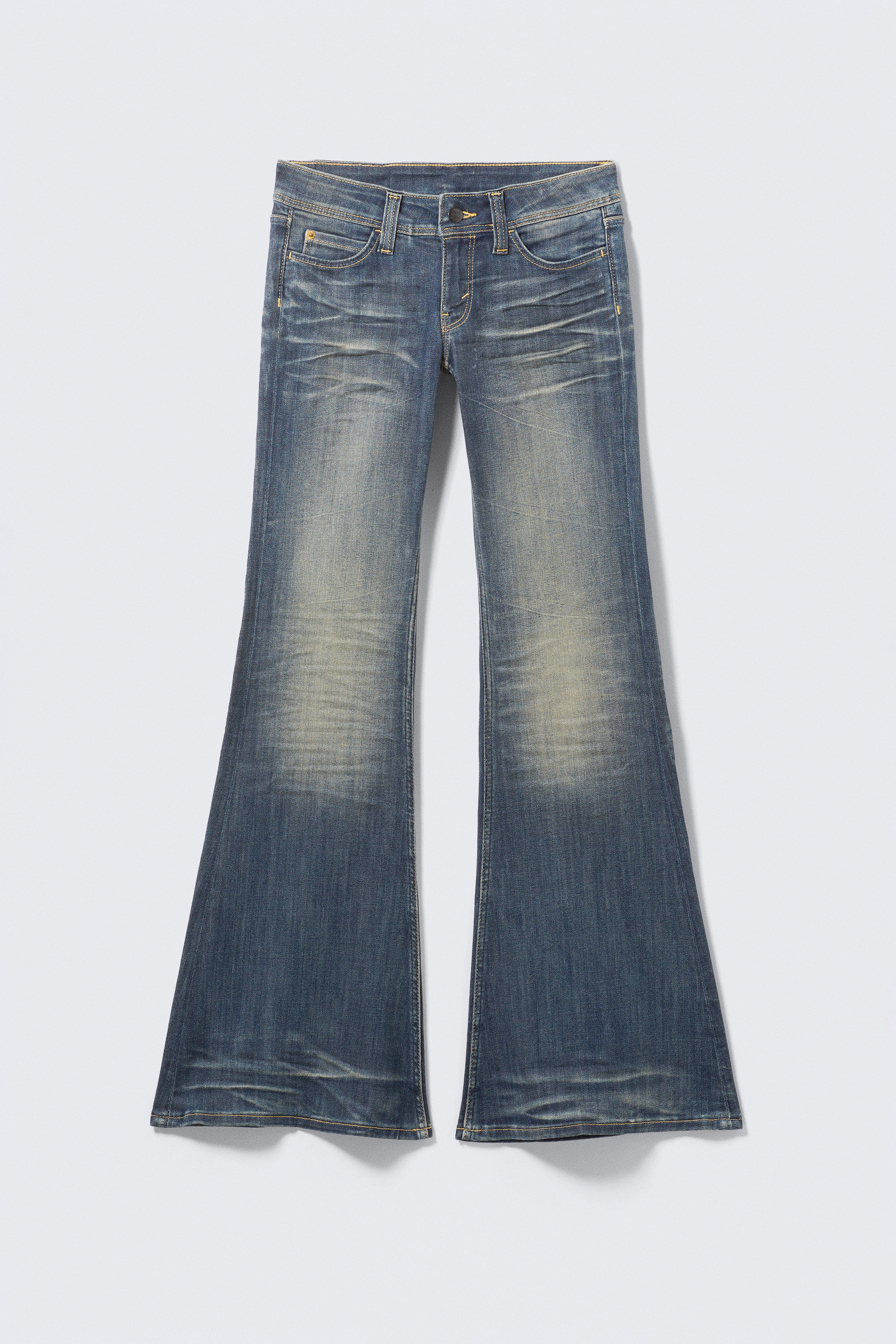 Steel Blue - Mellanblå - Flare Low Waist Flared Skinny Jeans - 5
