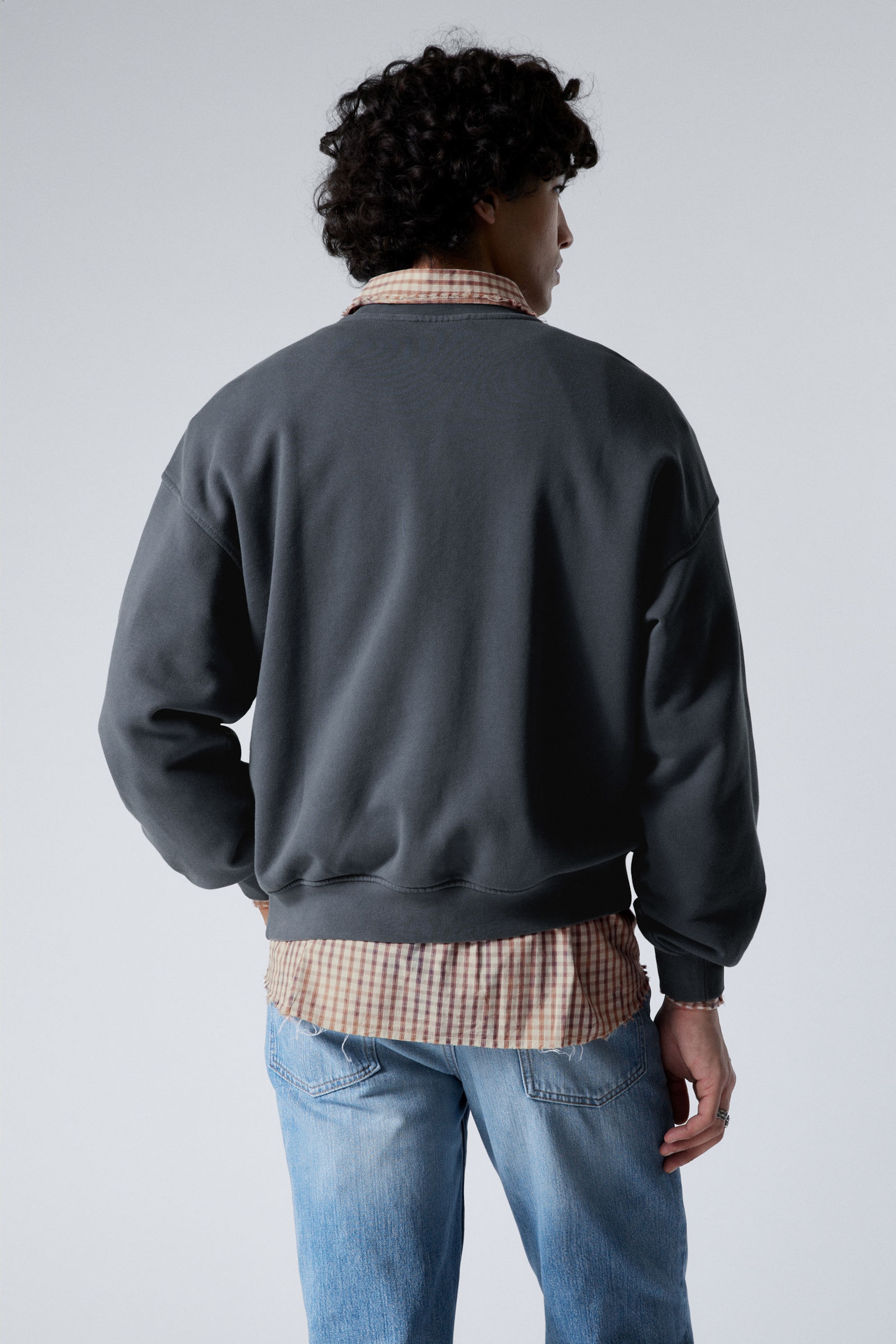 Dark Dusty Blue - Boxy Heavyweight Terry Sweatshirt - 2