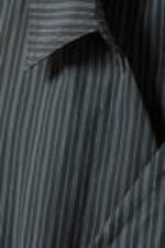 Pinstriped Dark Grey - Long-Sleeved Asymmetric Mini Shirt Dress - 4