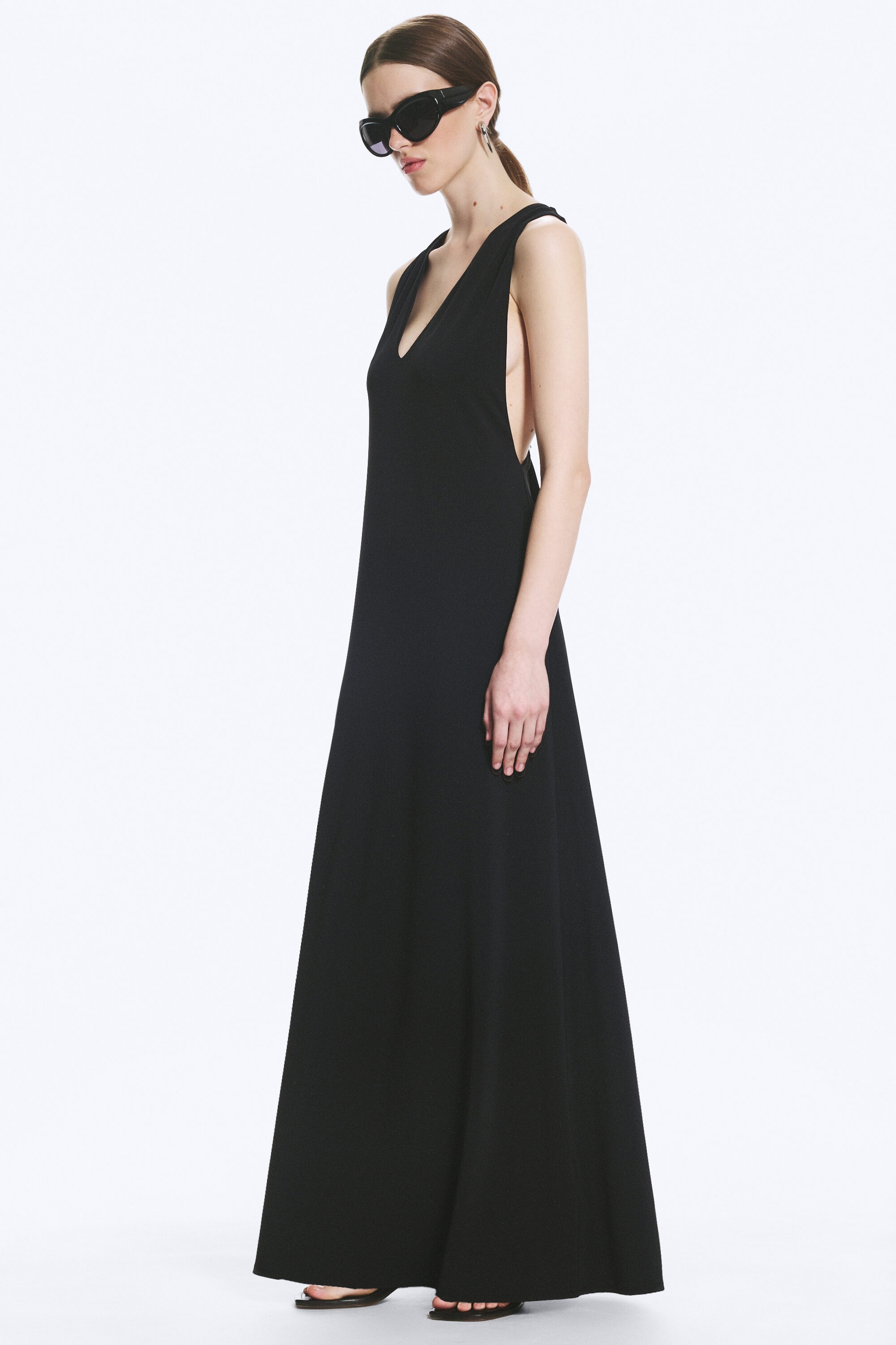 Black - Gathered Maxi Dress - 2