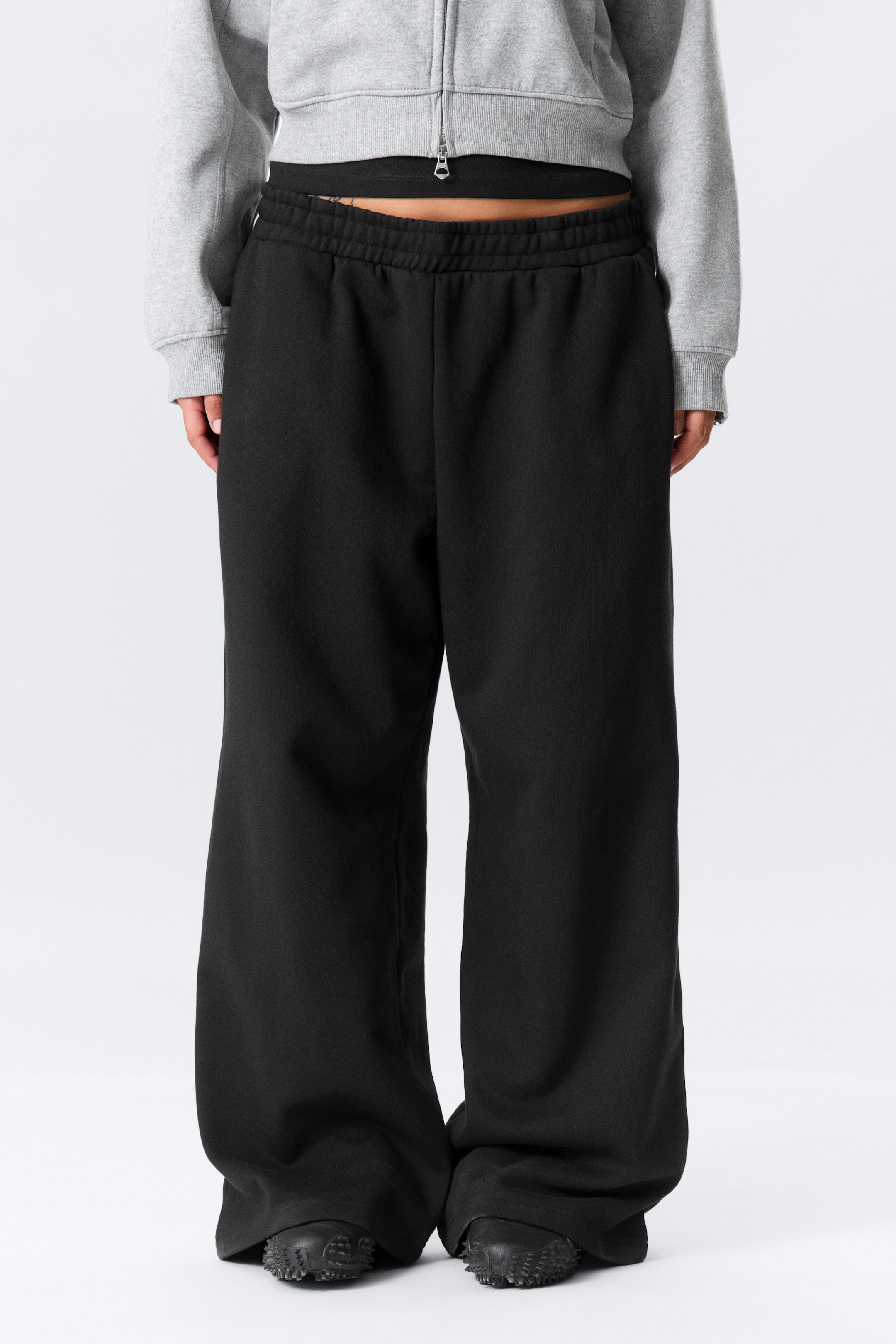 Black - Loose Long Heavyweight Sweatpants - 2