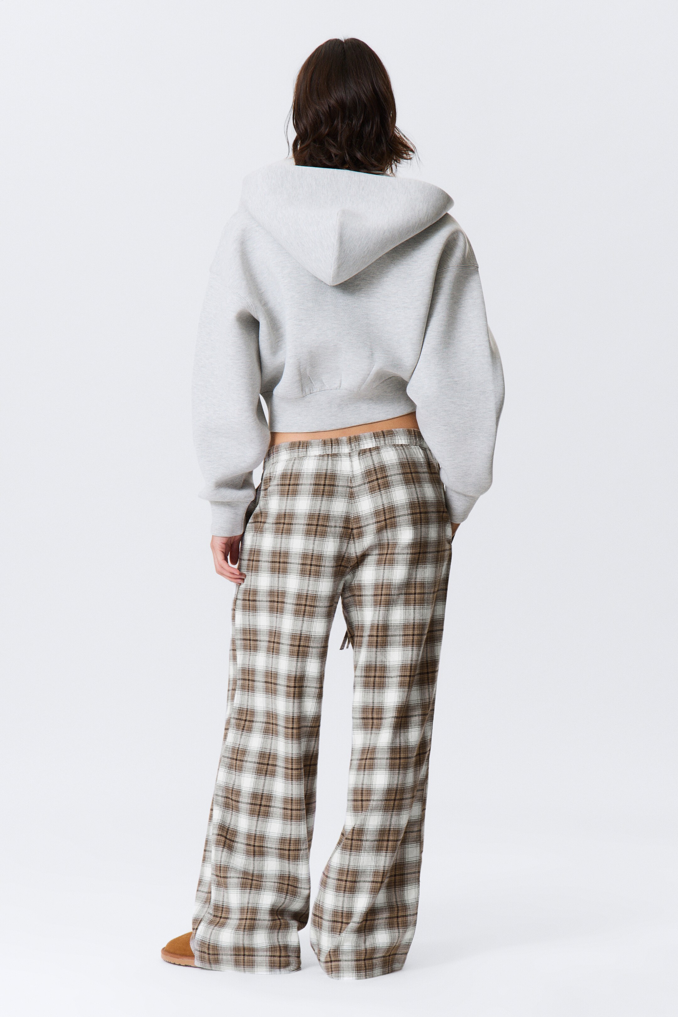 View larger image: Wide Flannel Pyjama Trousers - Checked Beige - Ladies | H&M GB 5