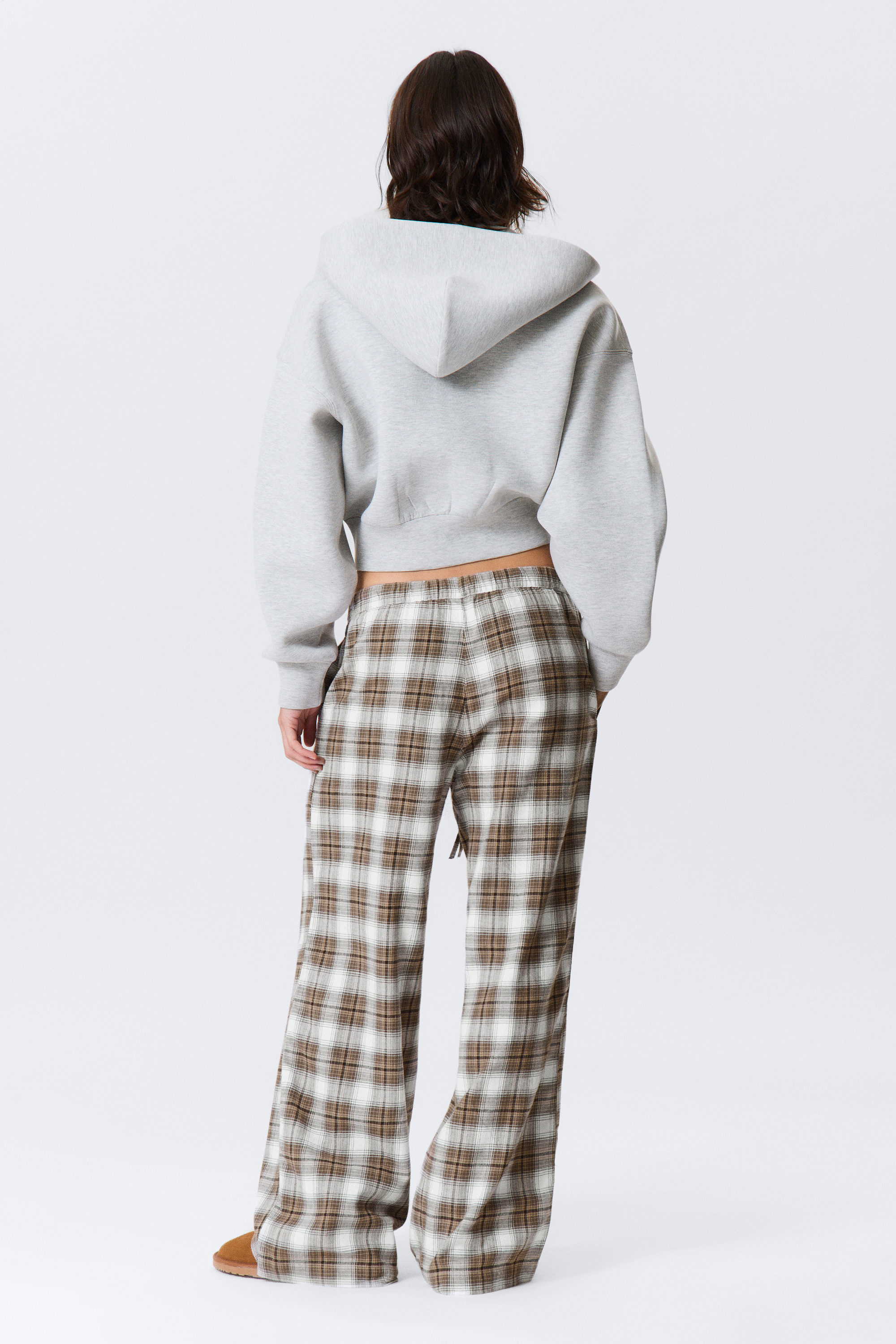 Checked Beige - Wide Flannel Pyjama Trousers - 6