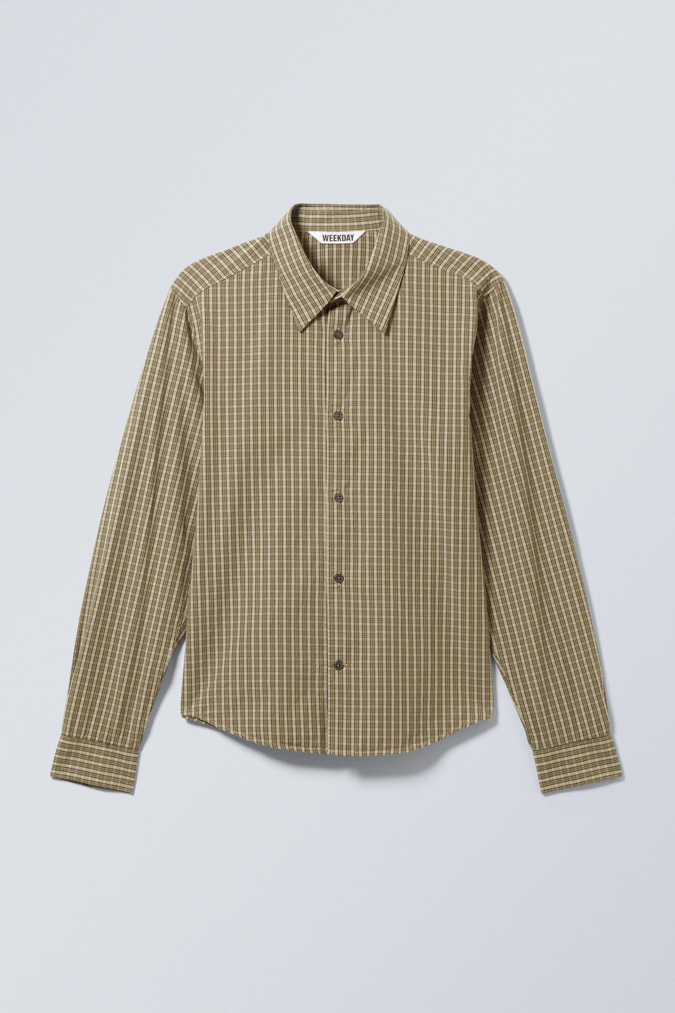 Checked Beige - Regular Fit Checked Cotton Shirt - 1