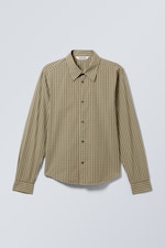 Rutete Beige - Regular Fit Checked Cotton Shirt - 0