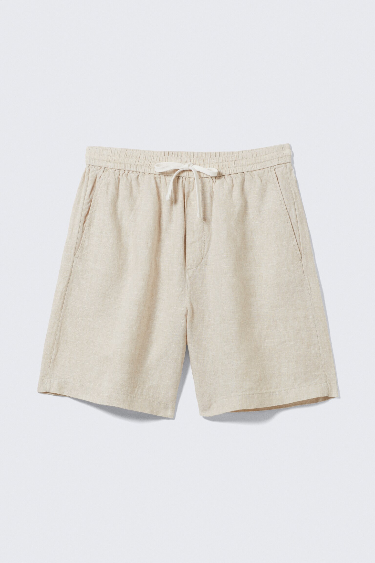 Shorts de lino holgados con cordón - Crudo/Marrón oscuro jaspeado/Negro - 1