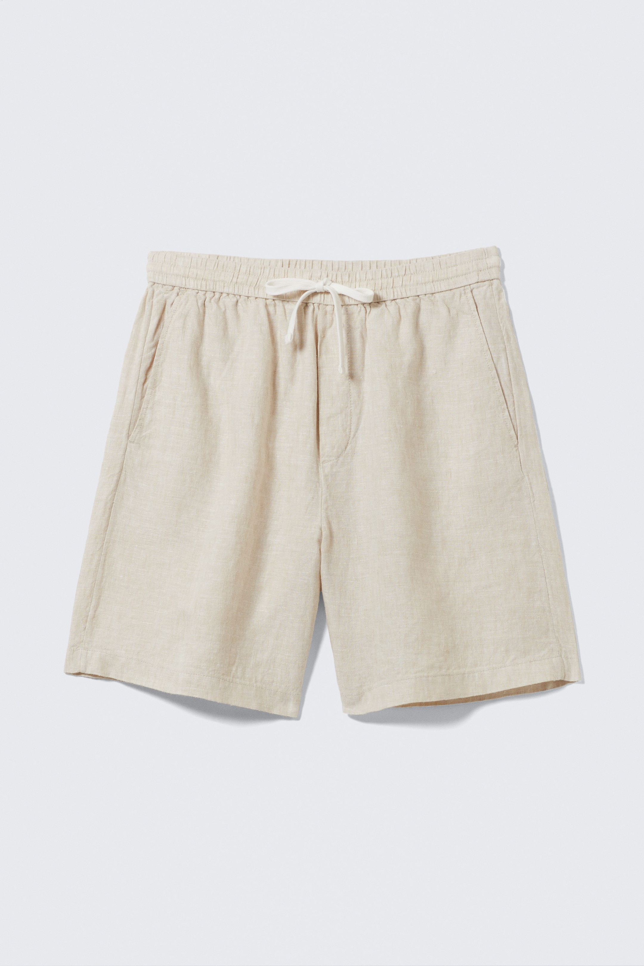 Ecru - Locker geschnittene Leinenshorts mit Kordelzug - 1
