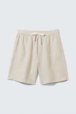 Ecru - Avslappnade linneshorts med dragsko - 0