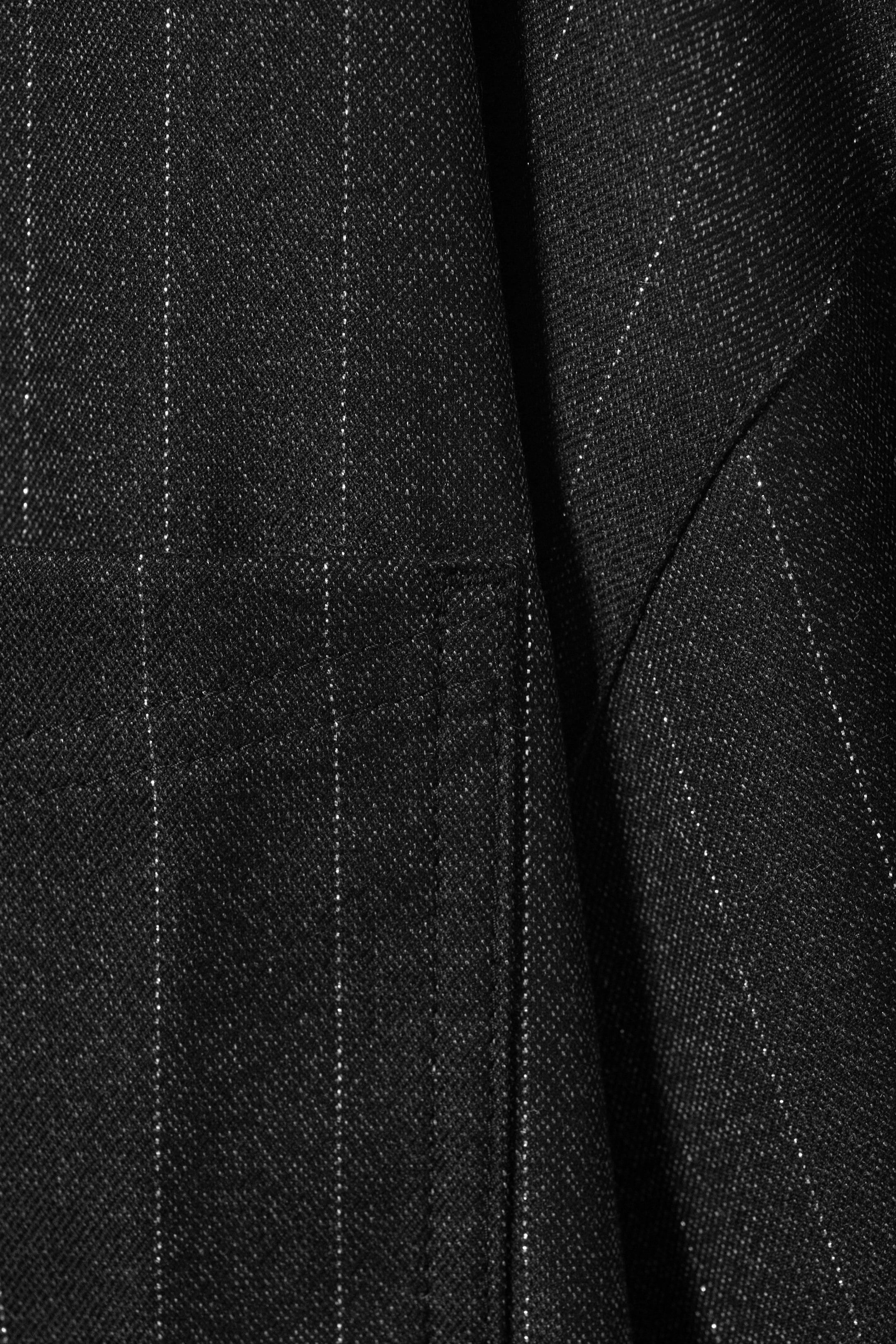 Dark Grey - Metallic Stripes - Oversized Button-up Shirt - 5