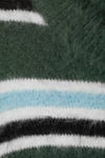 Dark Green Stripe - Relaxed Knitted Striped Hairy Sweater - 1