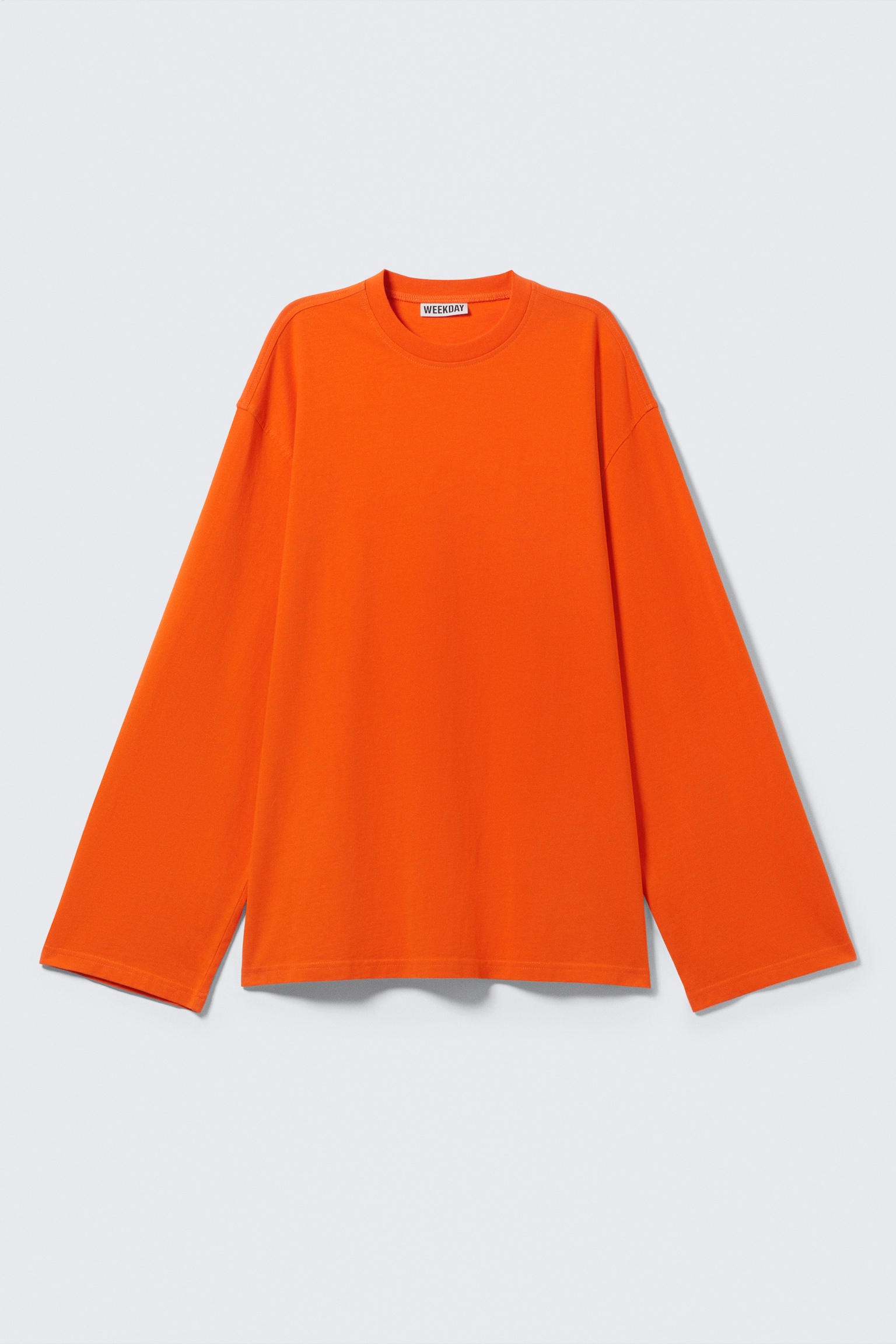 Oversized-T-Shirt mit langen Ärmeln - Leuchtendes Orange/Burgunderrot/Dunkelgrün/Weiß/Schwarz/Staubgrau - 2