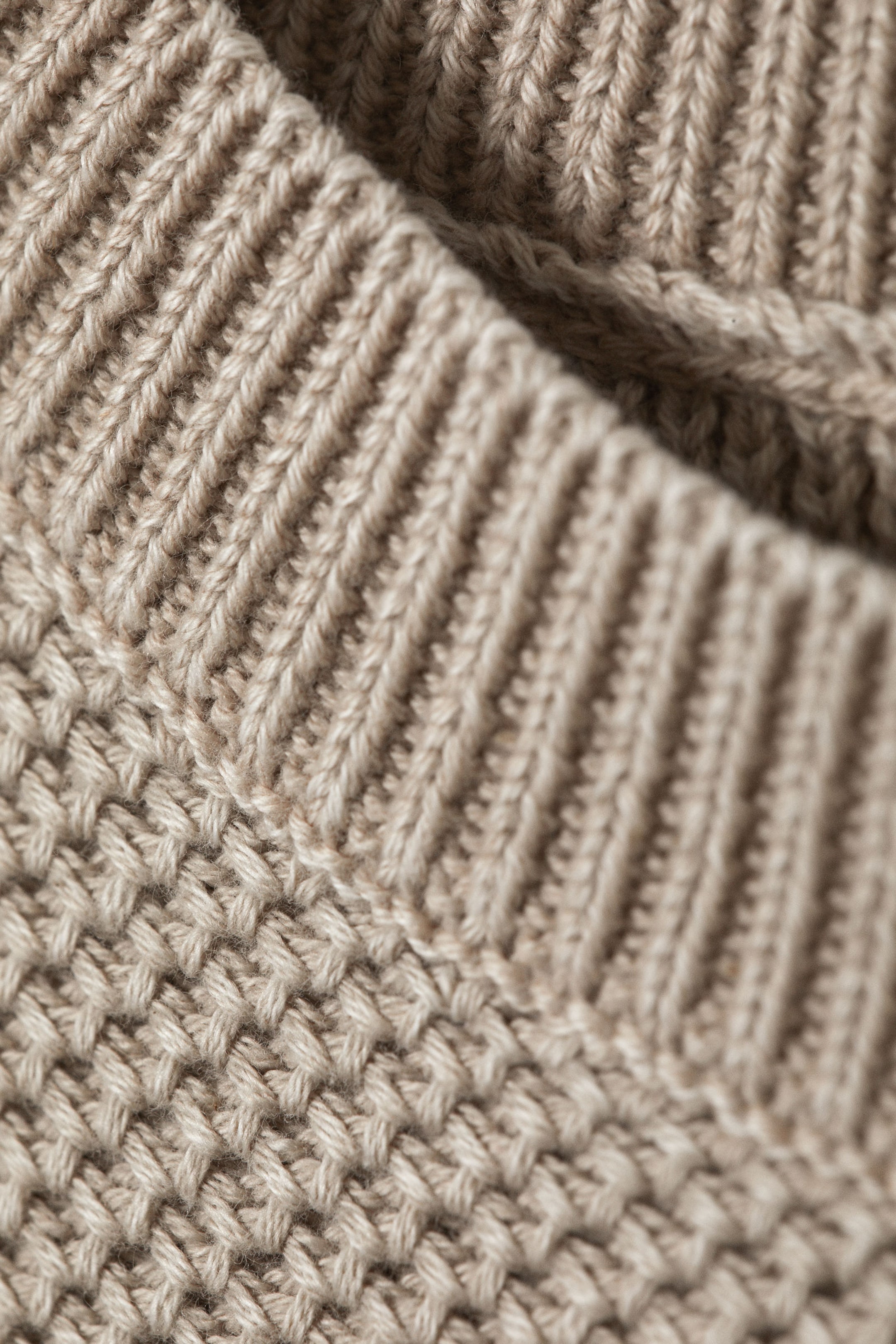 Beige - Stickad bomullsväst med lös passform - 5