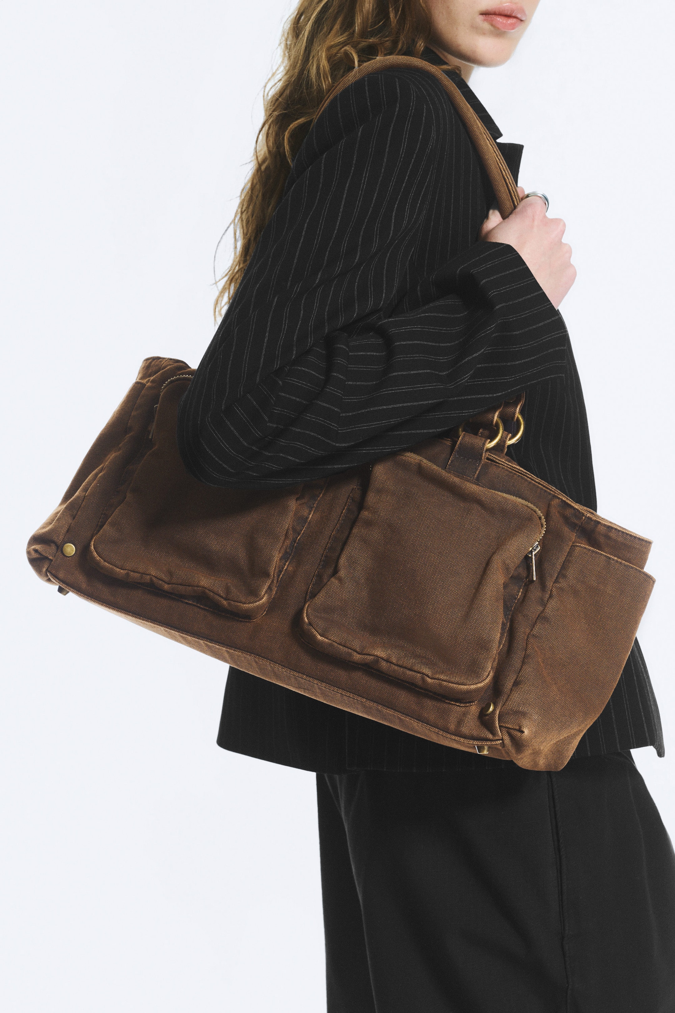 Vert kaki foncé - Sac à bandoulière moyen avec poches - 1