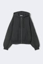 Dark Grey - Oversized Broderie Anglaise Zip Hoodie - 4