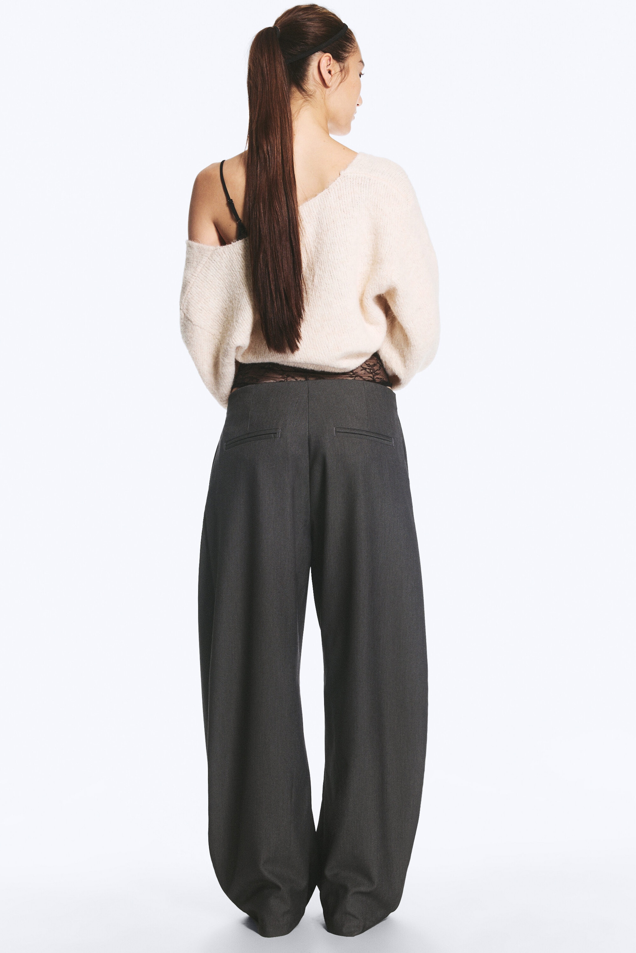Dark Grey Melange - Low rise balloon trousers - 6