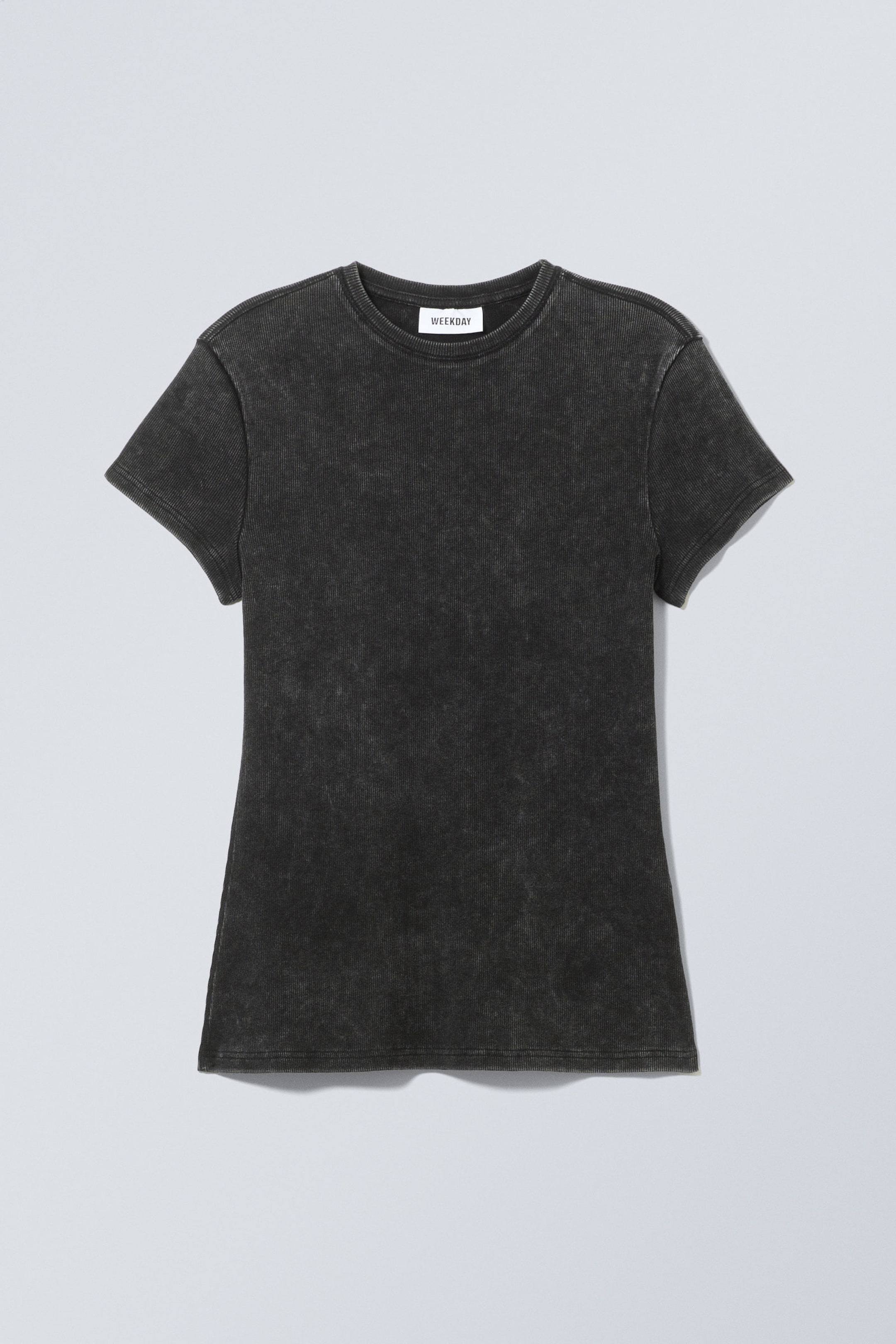 Washed Black - Close Fitted Rib T-Shirt - 0