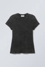 Washed Black - Close Fitted Rib T-Shirt - 0