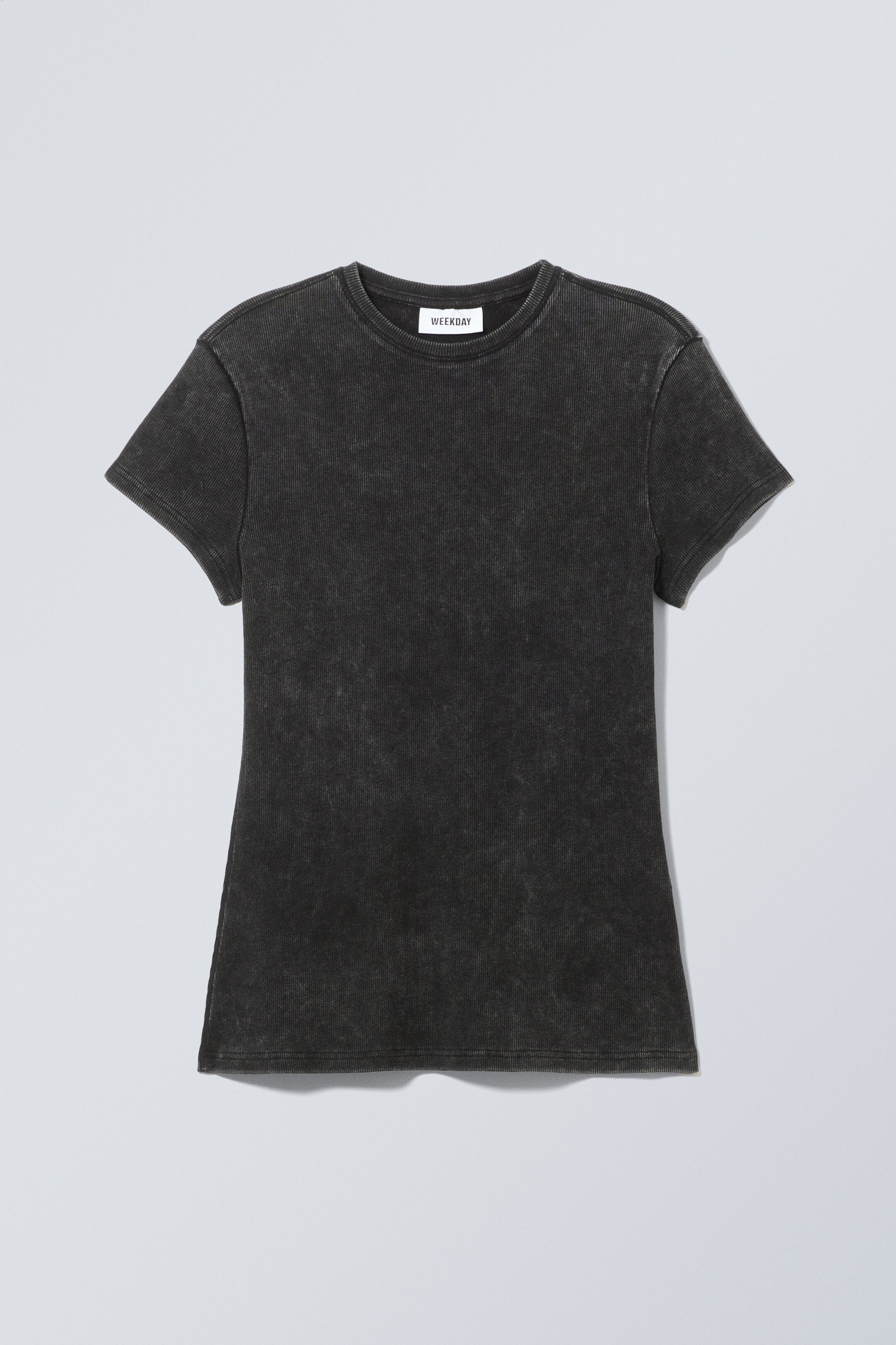 Washed Black - Close Fitted Rib T-Shirt - 0