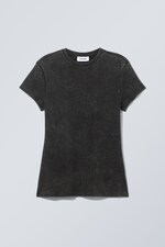 Washed Black - Close Fitted Rib T-Shirt - 0