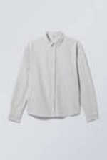 Graubraun gestreift - Entspanntes Button-down-Hemd - 0