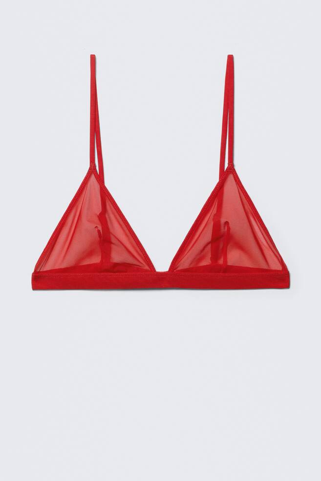 Soft Mesh Triangle Bra - Bright Red - 1
